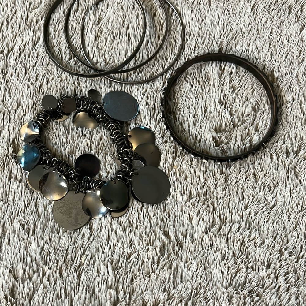 Gunmetal and Silver Classic Bracelet Set
